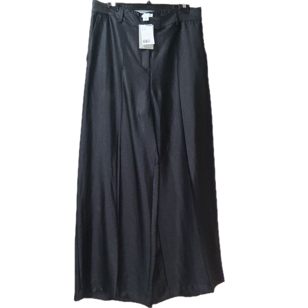 H&M WIDE/FLARE LEG BLACK TROUSERS. NWT 14.